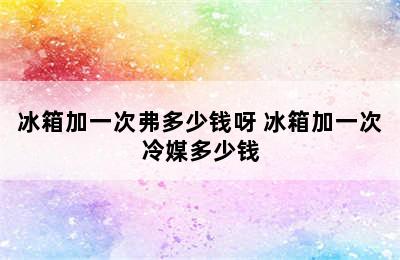 冰箱加一次弗多少钱呀 冰箱加一次冷媒多少钱